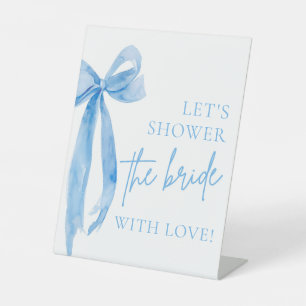 Signe De Table Bleu Bow Douche La Mariée Avec Symbole D'Amour