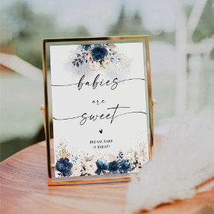 Signe De Table Bleu de marine et Rose poussiéreux Bébés sont doux