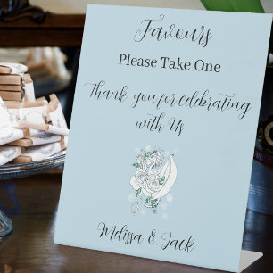 Signe De Table Bleu des flocons de neige du dragon blanc d'hiver