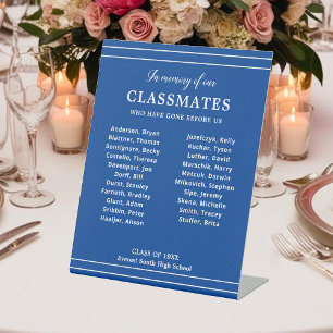 Signe De Table Bleu En Mémoire Des Classmates Noms Classe Réunion