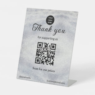 Signe De Table bleu étinceler ajouter le texte du logo Q R code s