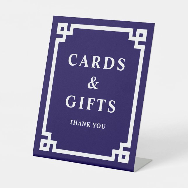 Signe De Table Bleu foncé Gras Clé grecque Cartes et Cadeaux (Recto)