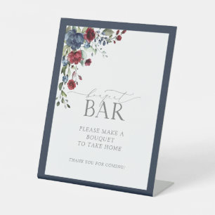 Signe De Table Bleu marine Bourgogne Aquarelle Douche Bouquet Bar
