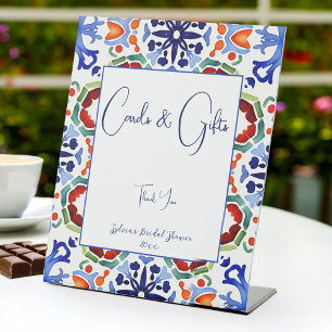 Signe De Table Bleu mexicain carreaux colorés cadeaux de douche n