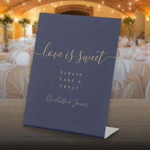 Signe De Table Bleu Nuit Et Or Écriture Love Is Sweet Favor