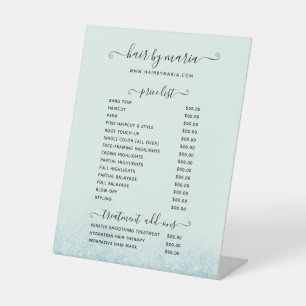 Signe De Table Bleu Parties scintillant Salon de coiffure Liste d
