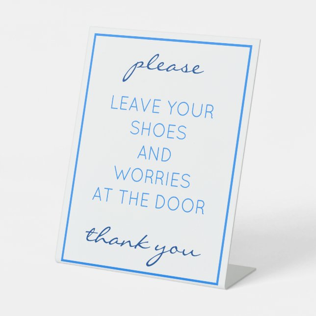 Signe De Table Bleu Plage Nautique Supprimer Chaussures Comptoir  (Recto)