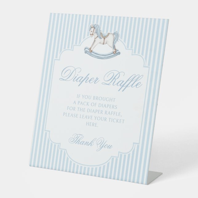 Signe De Table Bleu rocking cheval bébé garçon douche tombole de  (Recto)