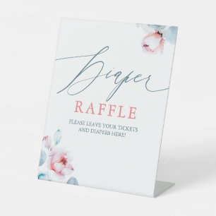 Signe De Table Bleu rose Fleurs Quitter Raffle Billet Lieu Signal