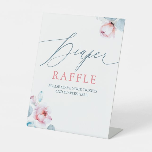 Signe De Table Bleu rose Fleurs Quitter Raffle Billet Lieu Signal (Recto)