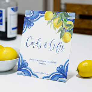 Signe De Table Bleu tuiles citrons qui est amore cadeau de douche