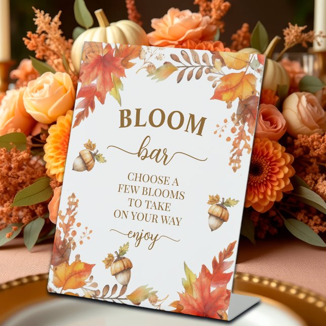 Signe De Table Bloom Bar Fall Boho Floral Fête des mariées (Créateur téléchargé)