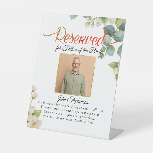 Signe De Table Bloom Green Save A Seat Photo Mariage Memorial (Recto)