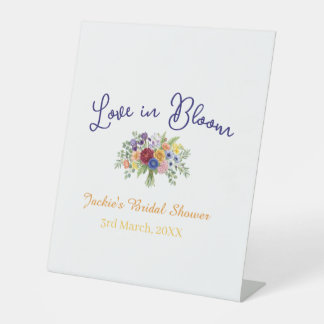Signe De Table blue boho amour en fleurs nom de la baby shower ré