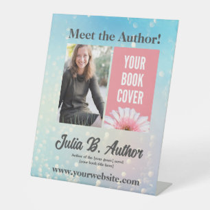 Signe De Table Blue Bokeh Author Book Signature or Book Launch