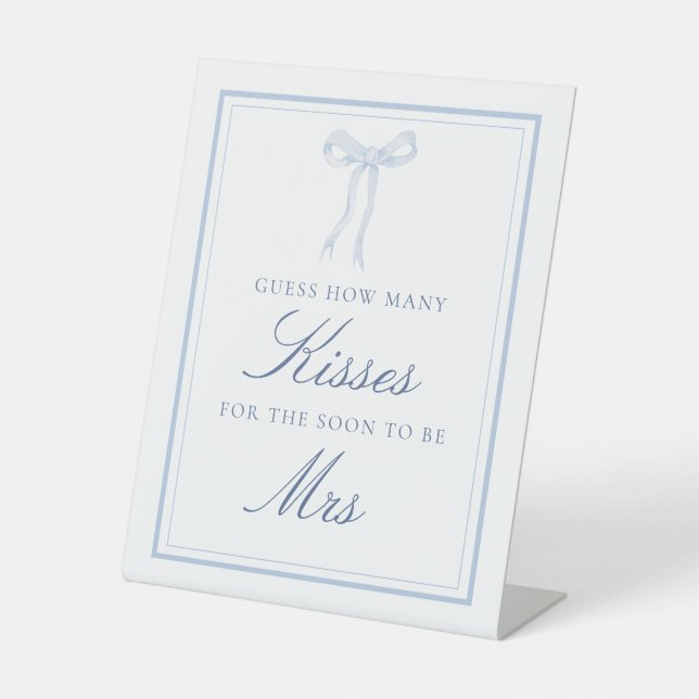 Signe De Table Blue Bow Coquette Combien de baisers jeu (Recto)