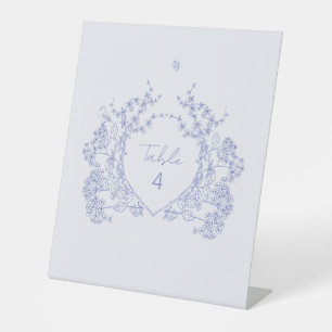 Signe De Table Blue Chinoiserie Mariage Numéro de table Piédestal