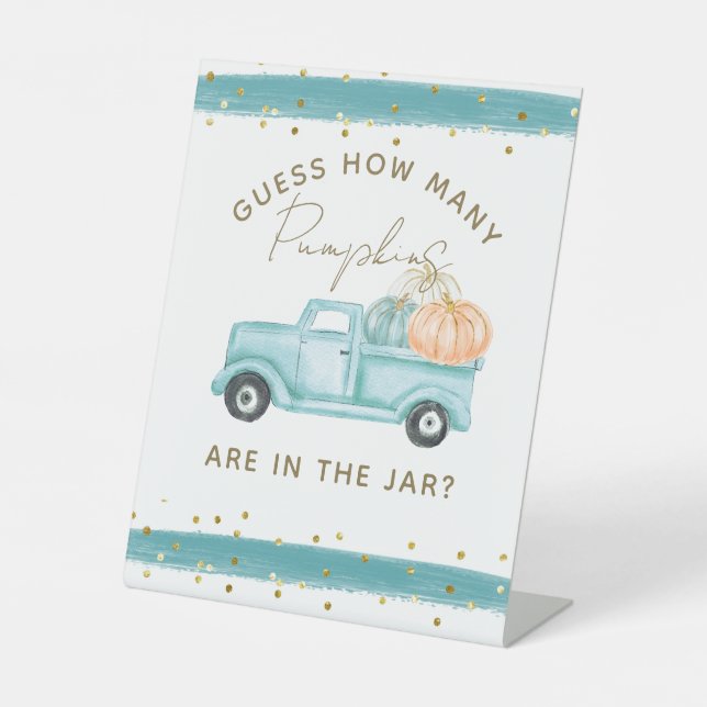 Signe De Table Blue Citrouille Truck Guides Citrouille Baby showe (Recto)
