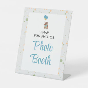 Signe De Table Blue Cute Boy Teddy Bear Baby shower Photo Booth
