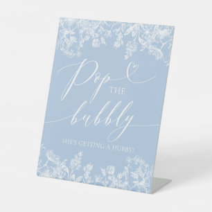 Signe De Table Blue Floral Pop The Bubbly She's Getting A Hubby