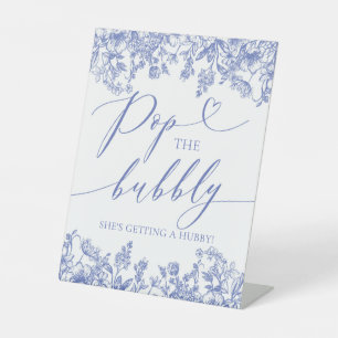 Signe De Table Blue Floral Pop The Bubbly She's Getting A Hubby
