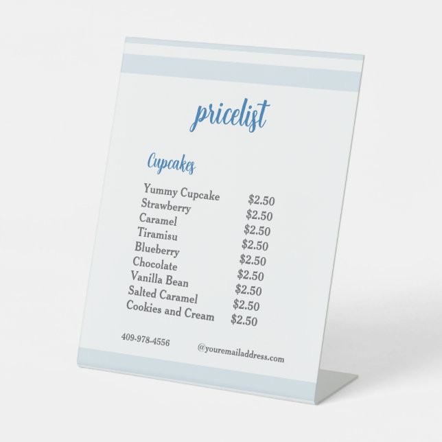 Signe De Table  Blue Flower Mixer Cupcake Pricelist  (Recto)