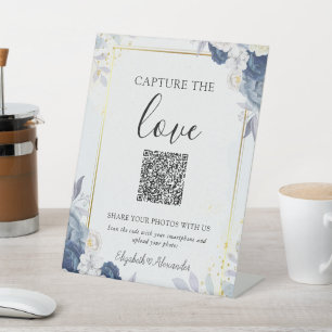 Signe De Table Blue Gold Floral Capture Le Mariage d'amour