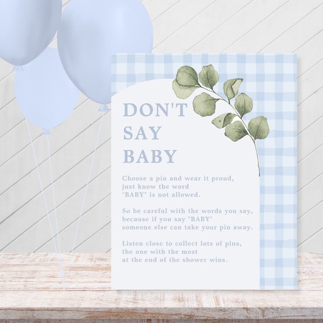 Signe De Table Blue Greenery Boy Baby shower Ne pas dire Baby Gam (Créateur téléchargé)