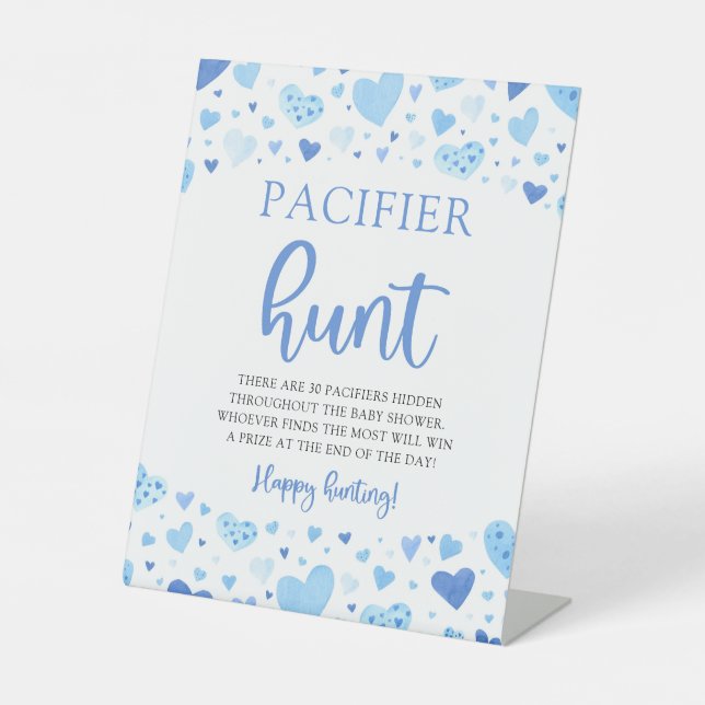 Signe De Table Blue Hearts Valentine Baby shower Pacifique chasse (Recto)