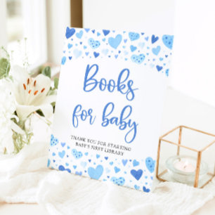 Signe De Table Blue Hearts Valentine Livres pour Baby shower Sign