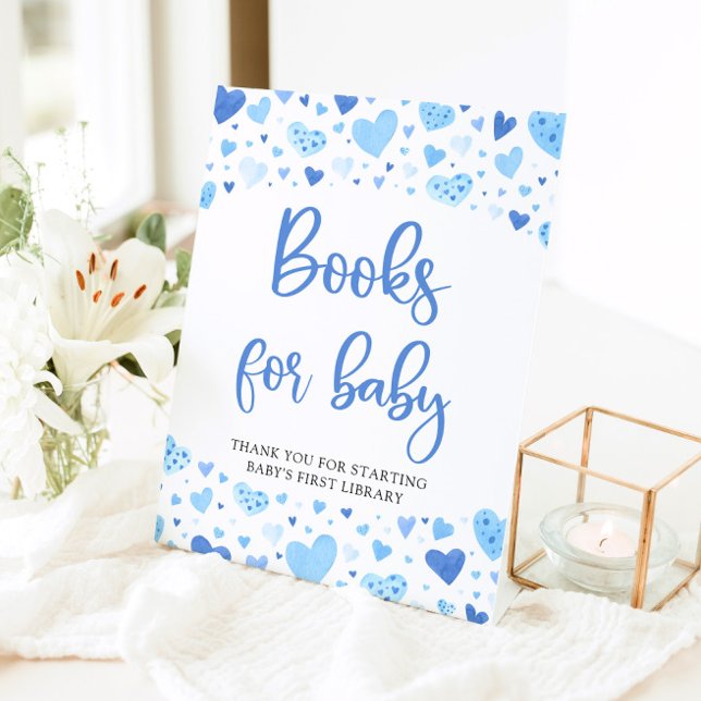 Signe De Table Blue Hearts Valentine Livres pour Baby shower Sign (Créateur téléchargé)