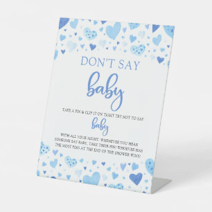 Signe De Table Blue Hearts Valentine ne pas dire Baby shower jeu