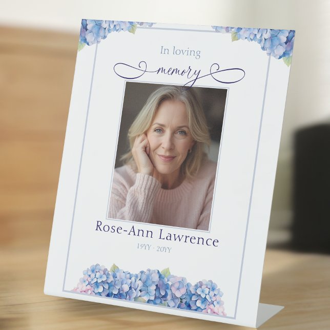 Signe De Table Blue Hydrangea In Loving Memory Tribute Remebrance (Créateur téléchargé)