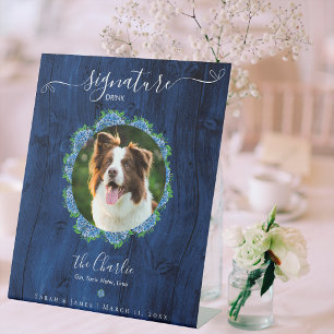 Signe De Table Blue Hydrangeas Wood 1 Photo Signature Animaux de