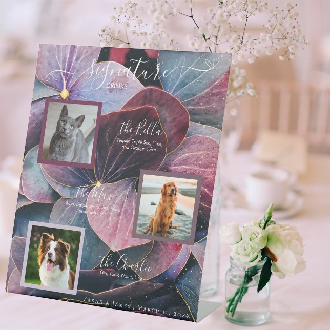 Signe De Table Blue Purple Hydrangeas 3 Photo Pet Signature Boire (Créateur téléchargé)