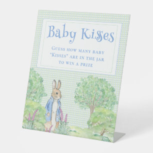 Signe De Table Blue Rabbit En vichy Baby Kisses Baby shower Jeu