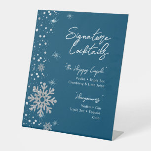 Signe De Table Blue Silver Snowflakes Signature Cocktail Menu