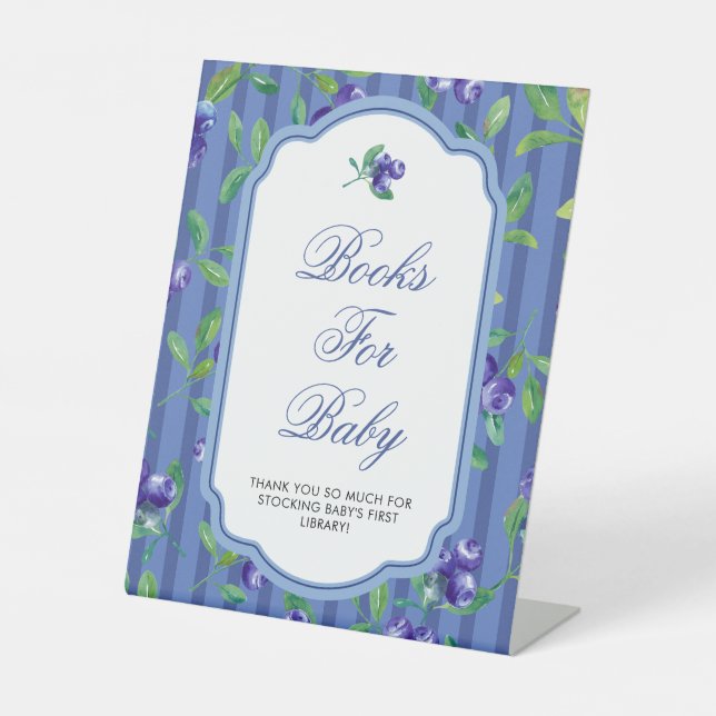 Signe De Table Blueberries Sweet Baby shower Livres Pour Bébé (Recto)