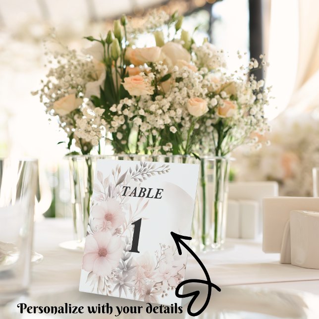 Signe De Table Blush Boho séché Mariage floral Numéro de table (Set the tone for your romantic celebration with our elegant boho blush & beige wedding suite)