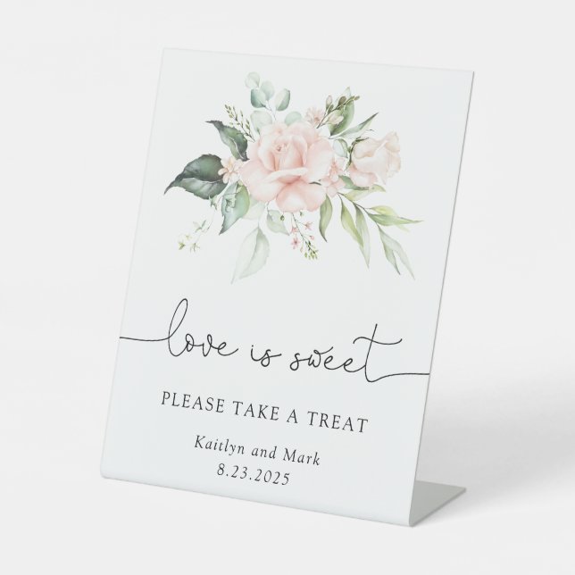 Signe De Table Blush Floral Love is Sweet Please take a Treat (Recto)