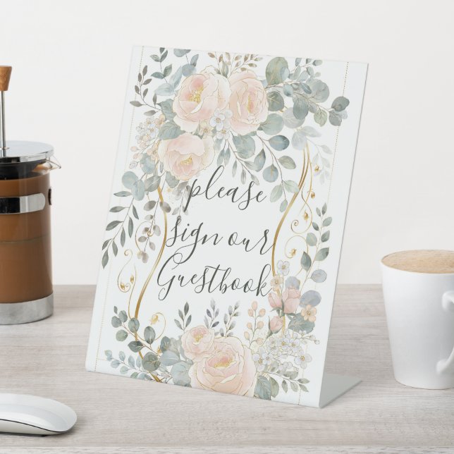 Signe De Table Blush Peony & Eucalyptus Botanical Floral Wedding  (In SItu)