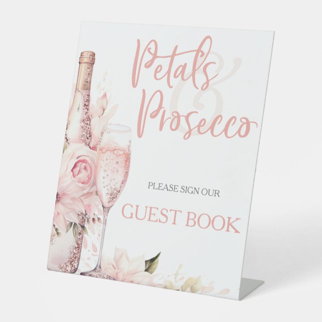Signe De Table Blush Pétales Boho Rose Parquet Livre d'Invitation (Recto)