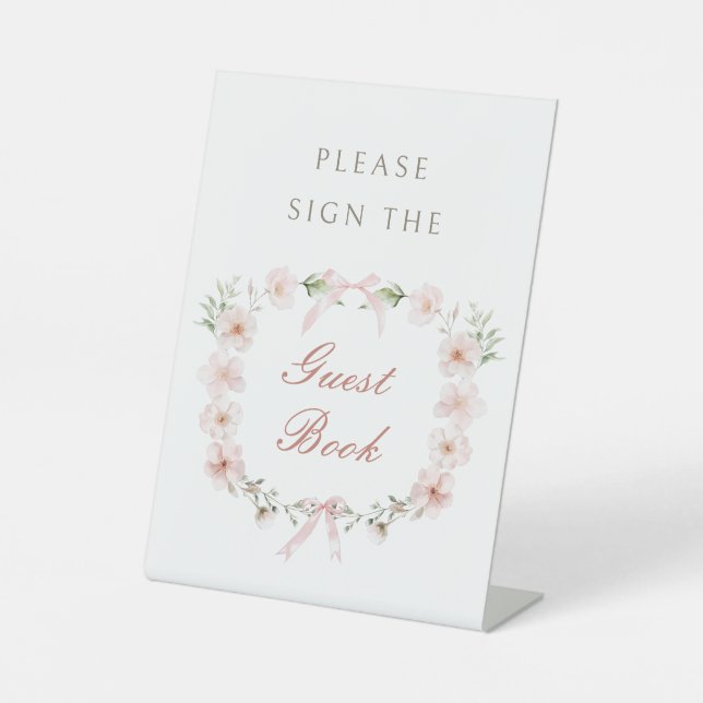 Signe De Table Blush Pink Floral Frame Guest Book (Recto)