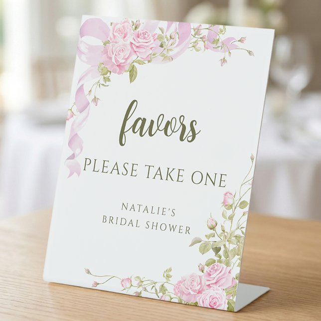 Signe De Table Blush Pink Rose Bridal Shower Favors (Créateur téléchargé)