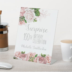 Signe De Table Blush Rose Fleurs Surprise 100e Anniversaire