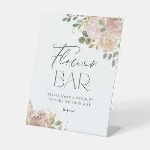 Signe De Table Boho Aquarelle Mauve Peach Flowers Bar