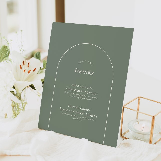 Signe De Table Boho Arch Sage Mariage Signature Boissons (Créateur téléchargé)