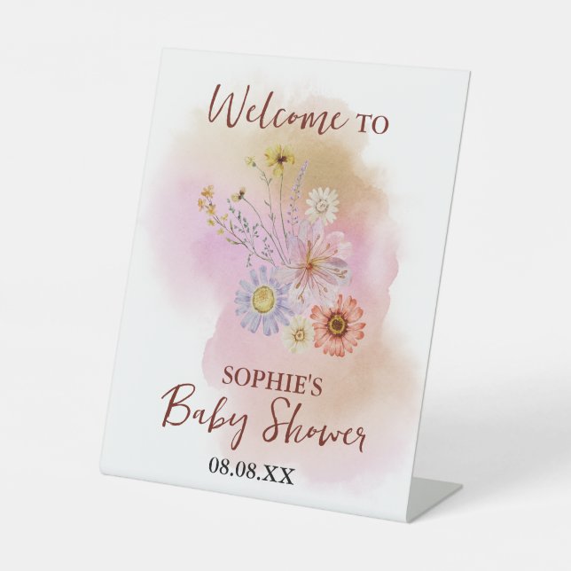 Signe De Table Boho Baby In Bloom Baby shower Bienvenue (Recto)