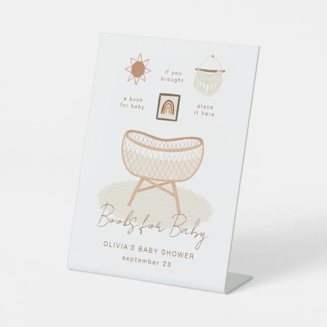 Signe De Table Boho Baby shower Livres Pour Baby Nursery (Recto)