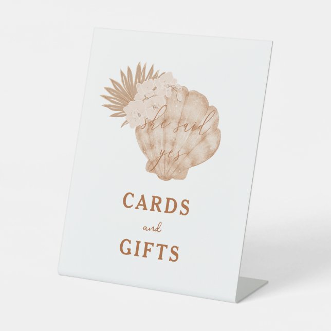 Signe De Table Boho Beach Seashell Fêtes des mariées cartes et ca (Recto)